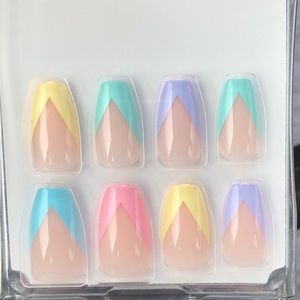 ❣️HP - Fun pastel spring French press on nails 💅🏻